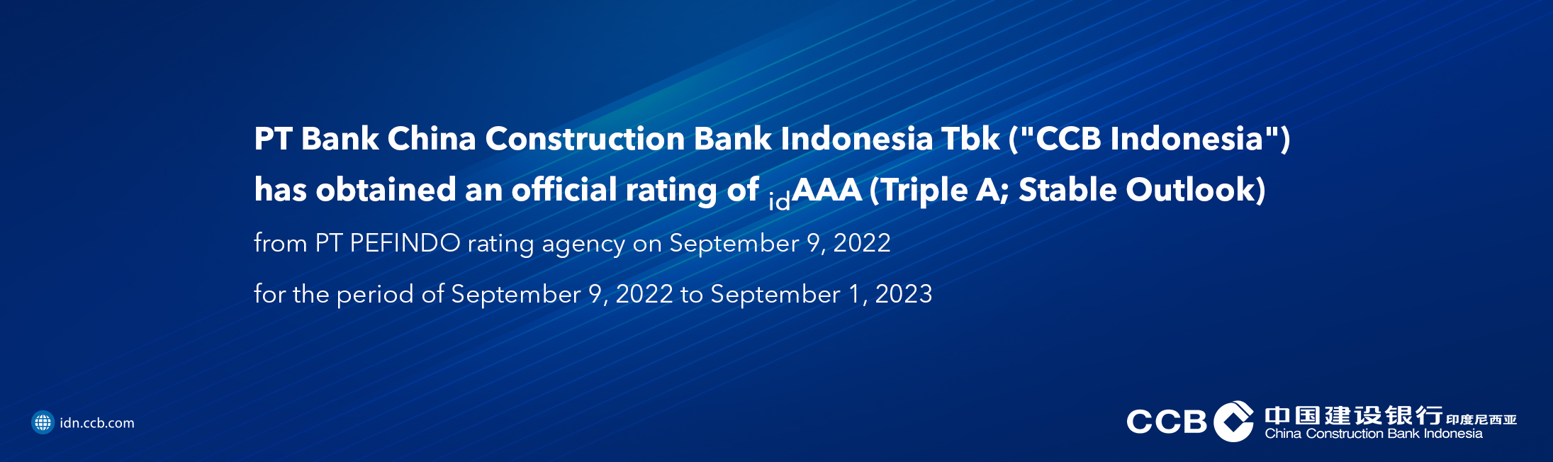 CCB Indonesia has obtained an official rating of idAAA

